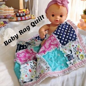 New Homemade Newborn Rag Quilt Security Blanket Doll Blanket Pet Blanket